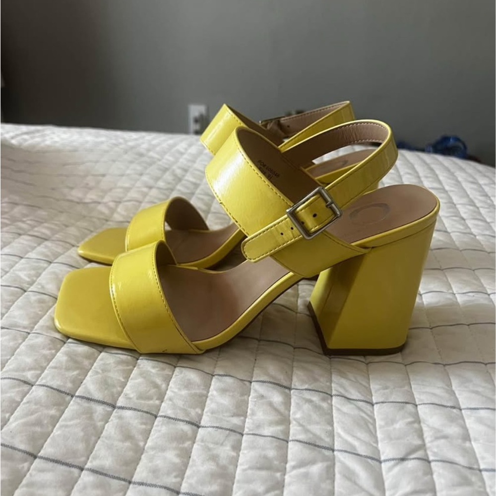Yellow Block Heel Sandals